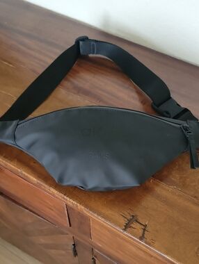 Rains Weatherproof Bum Bag Black Matte Belt Bag - Minimal Crossbody Pouch